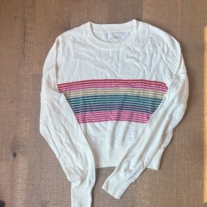 Spiritual Gangster NWOT Sweater - White with Multicolor Stripes